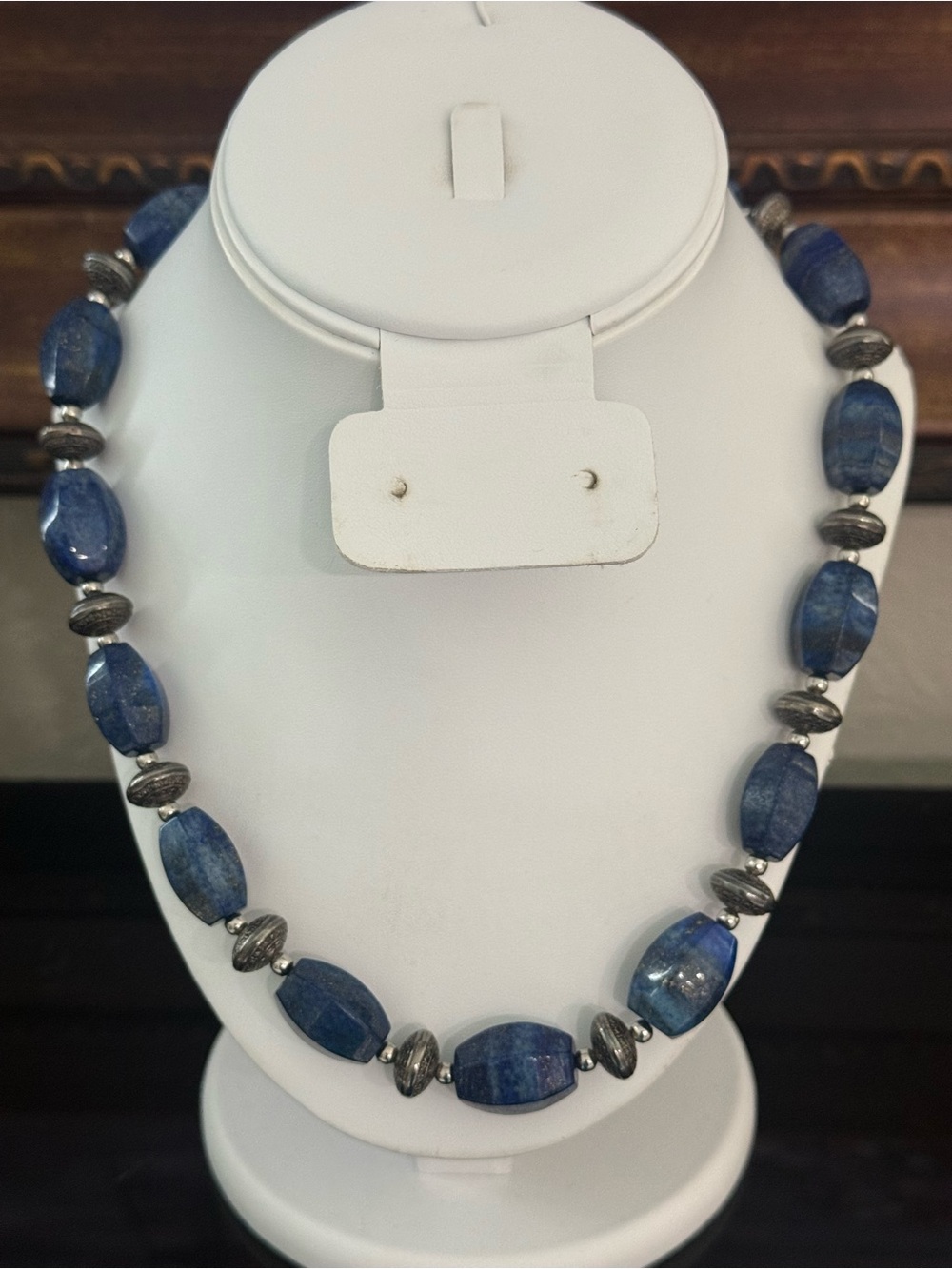 Lapis Stone and Silver Bead Women’s Necklace
